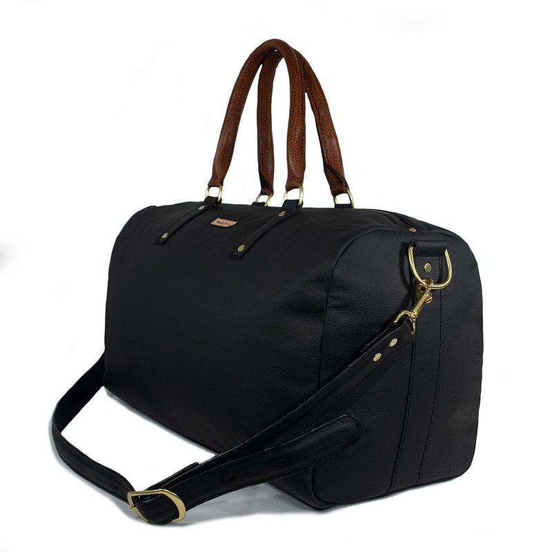 Black Leather Duffle Bag
