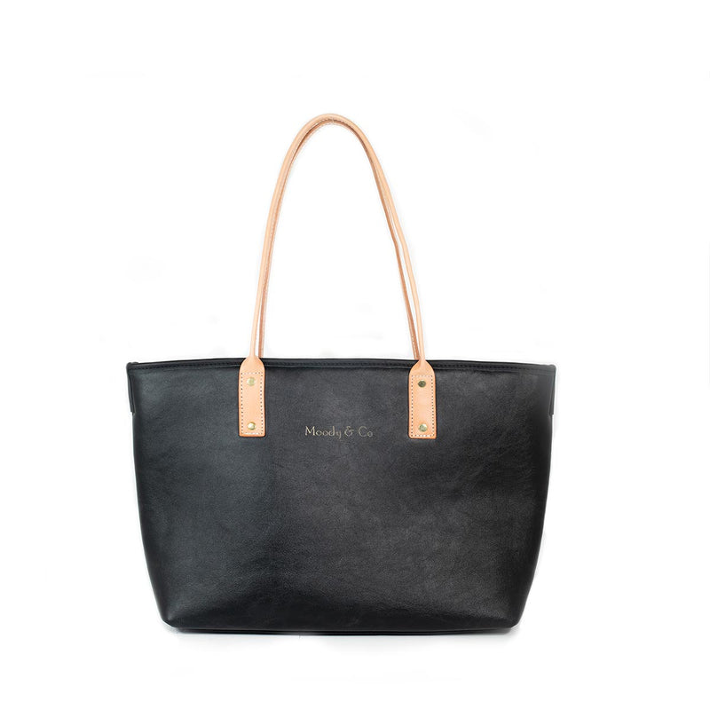 Leo Leather Zipper Tote "Black"
